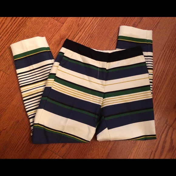 J Crew Bennett Cropped Chino in Multi-stripe pant - Picture 2 of 5